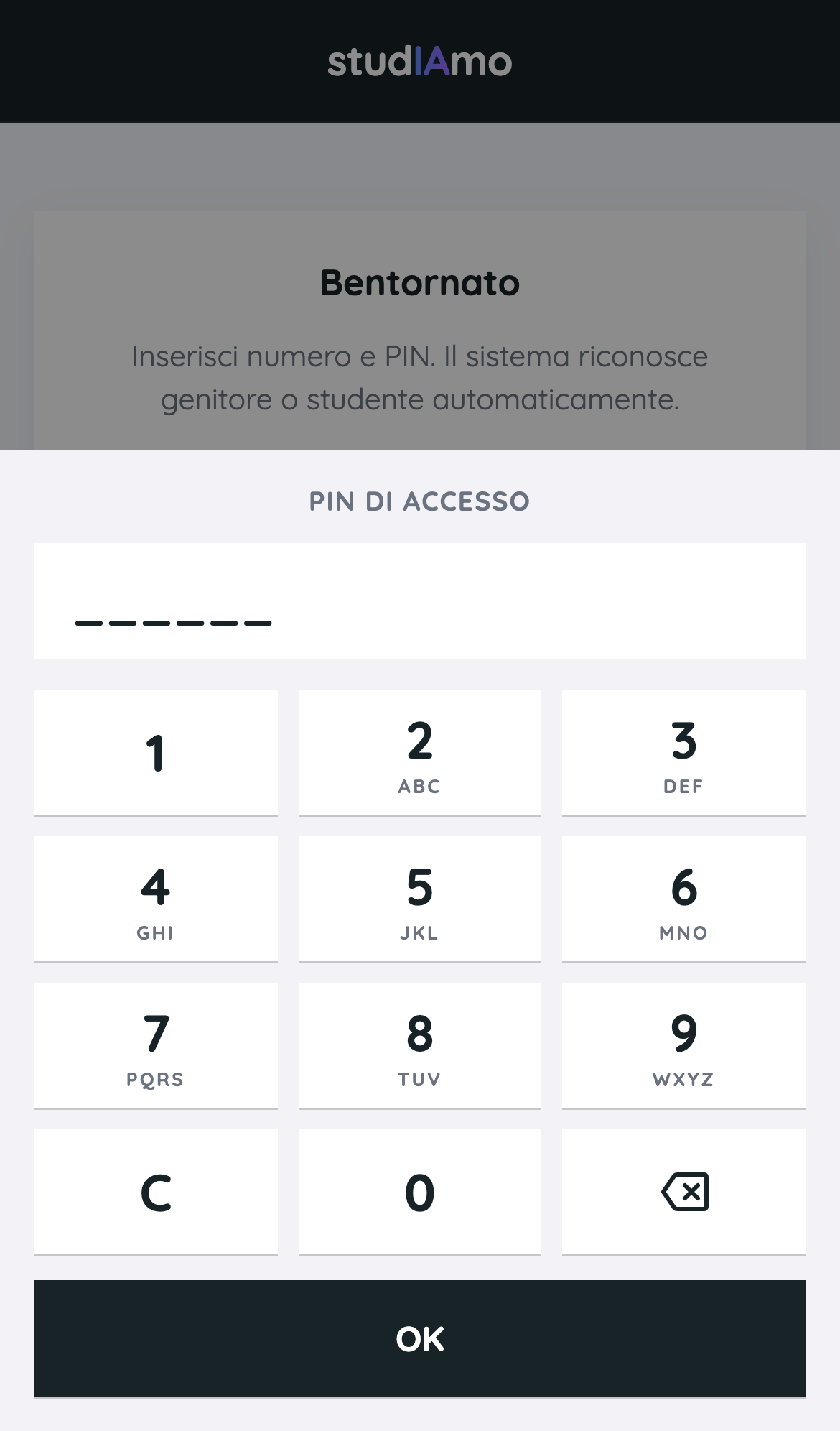 Inserisci il PIN e Accedi