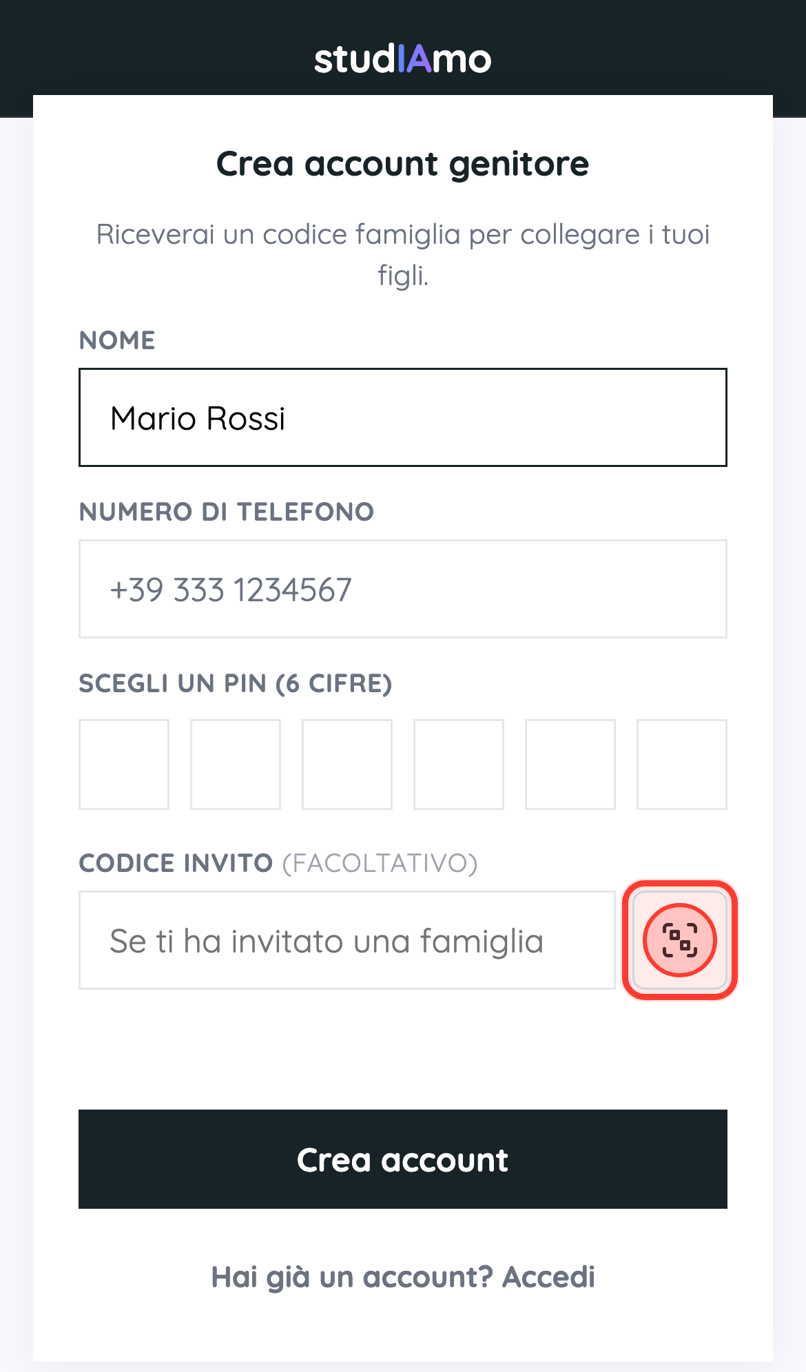 Hai un invito? Inquadra il QR