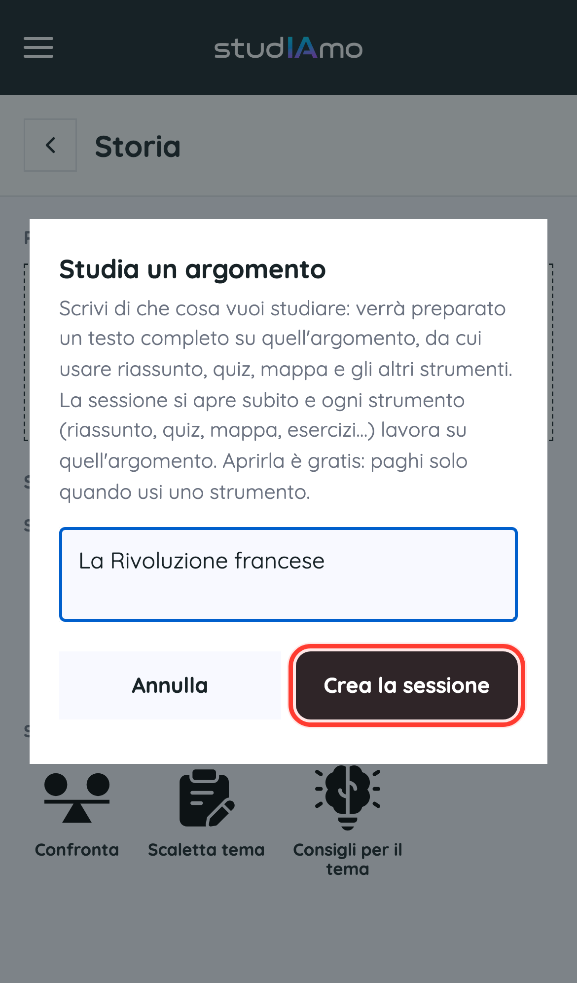 Da ARGOMENTO: scrivi il tema